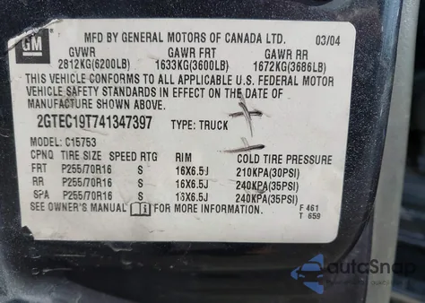 2004 GMC Sierra 1500 Sle z USA, uszkodzony, nr VIN 2GTEC19T741347397